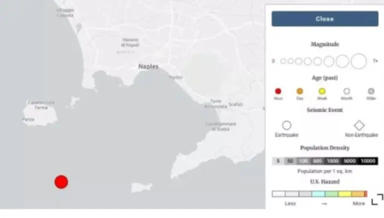 terremoto de magnitude 5,9 atingiu o Mar Tirreno