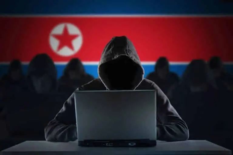 Hackers sobre Bandeira da Coreia do Norte