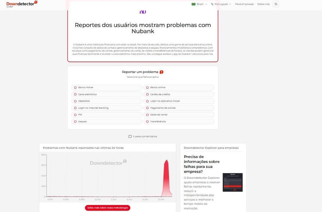 Nubank - Dowdetector