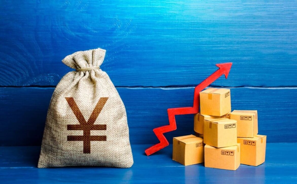 Saco de dinheiro de chinês, crescimento da economia