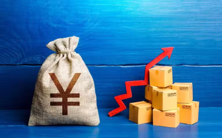 Saco de dinheiro de chinês, crescimento da economia