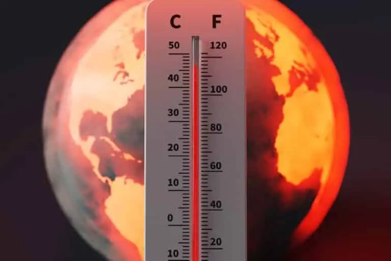 Terra temperaturas altas e um termômetro