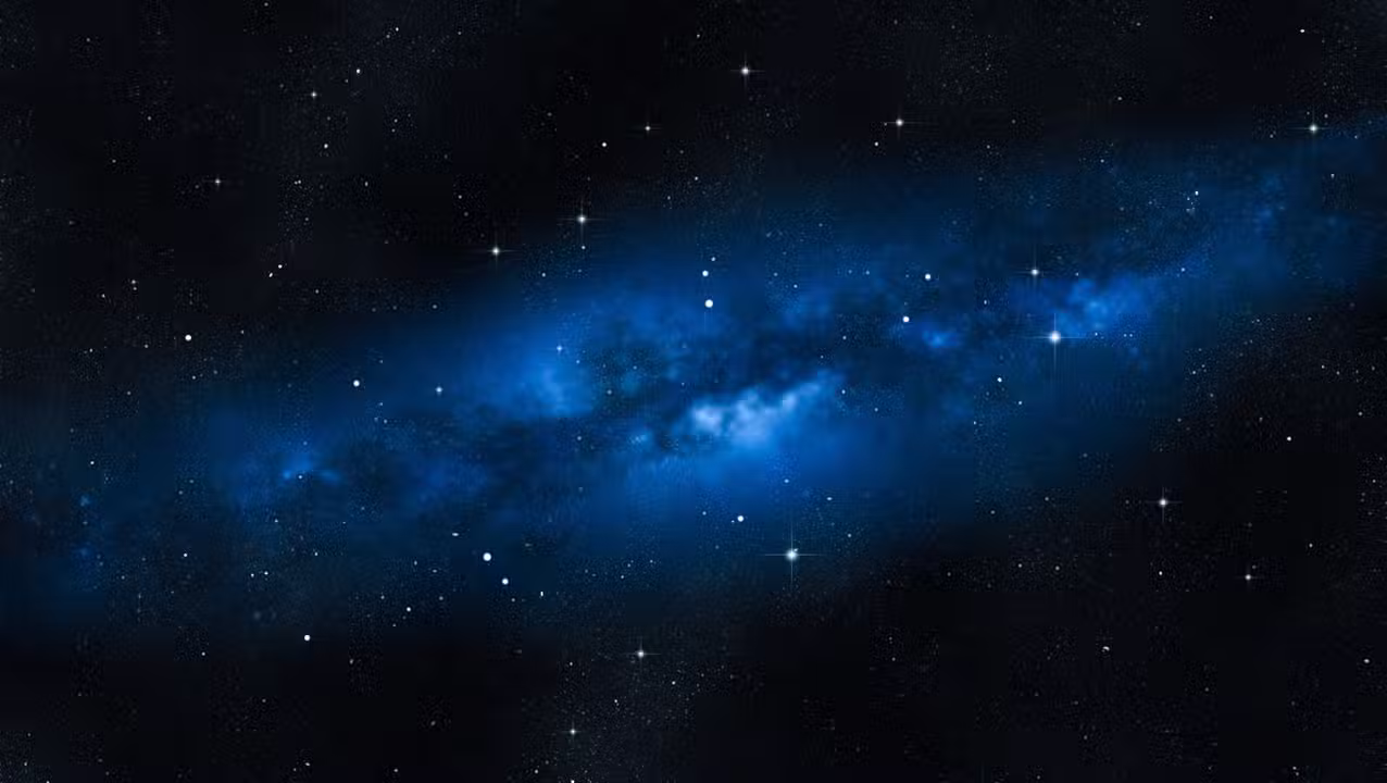 Campo estelar azul, galáxia, espaço