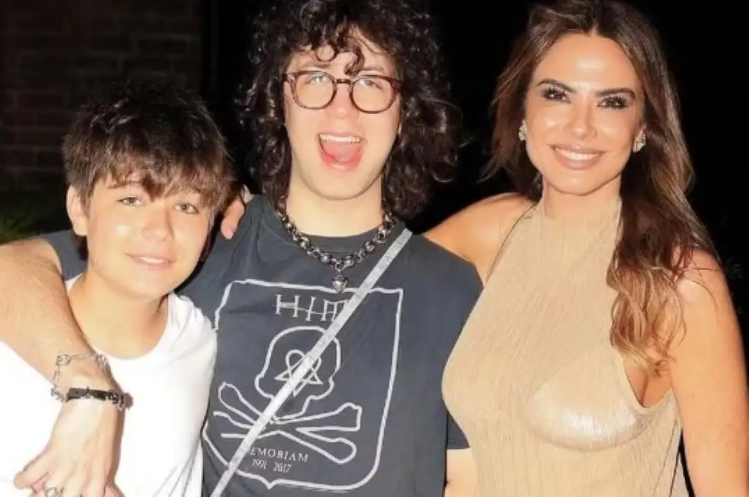 Luciana Gimenez com os filhos, Lorenzo e Lucas