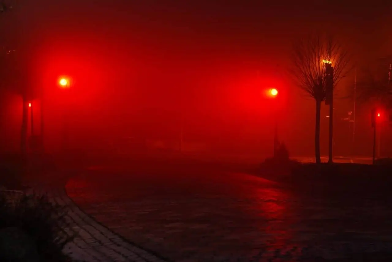 Luzes, iluminação vermelha, cidade