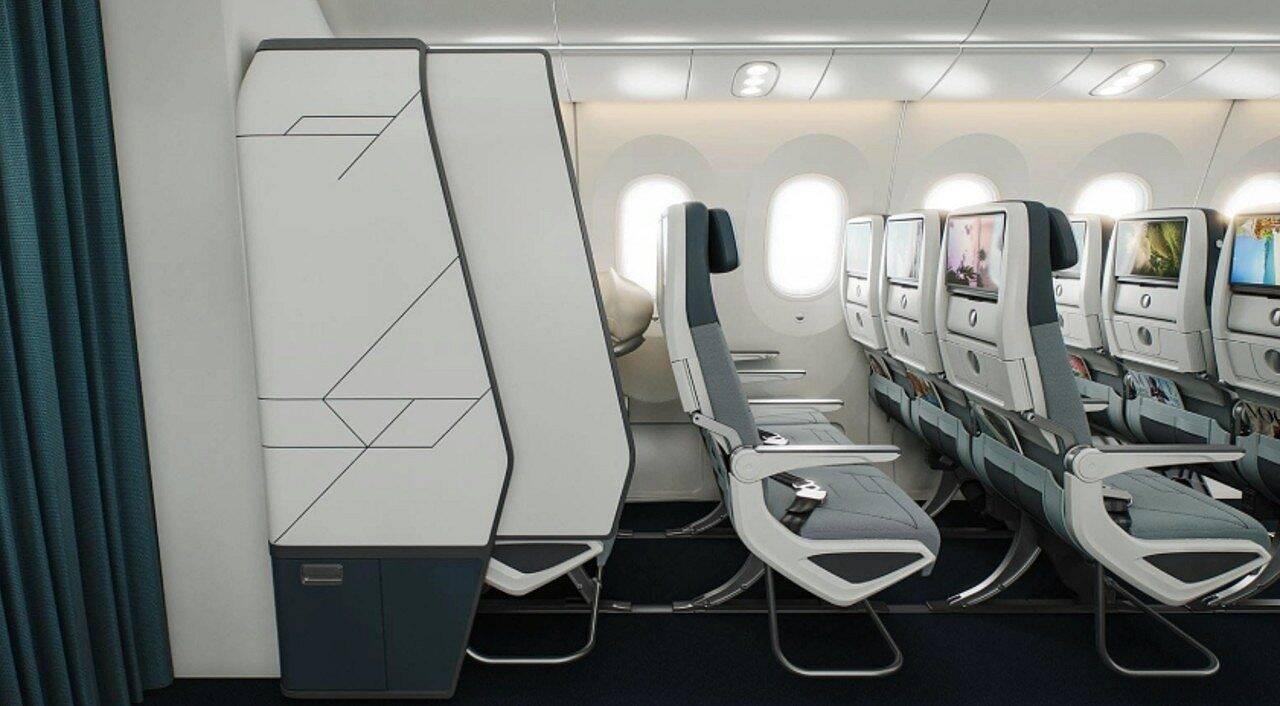Assentos da última fila da classe econômica são transformados em “esconderijos semiprivados” 1- Divulgação/ Collins Aerospace