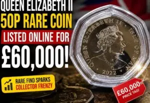 Kuningatar Elisabet II:n 50p muistoesine, jonka hinta on 60 000 puntaa digitaalisilla markkinoilla