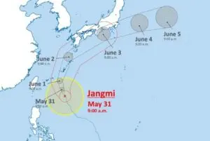 Okinawa e Amami em alerta para tufão Jangmi que se intensifica com ventos de 30 m/s