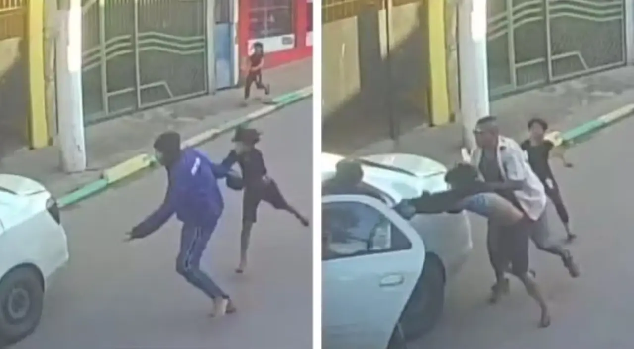رجل يمنع محاولة اختطاف طفل في غواياناسيس، في المنطقة الشرقية من ساو باولو