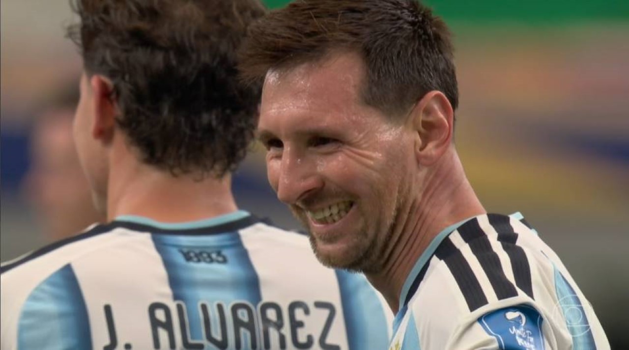 Lionel Messi faz seu 18° gol em Copas do Mundo - Reprodução / TV Globo