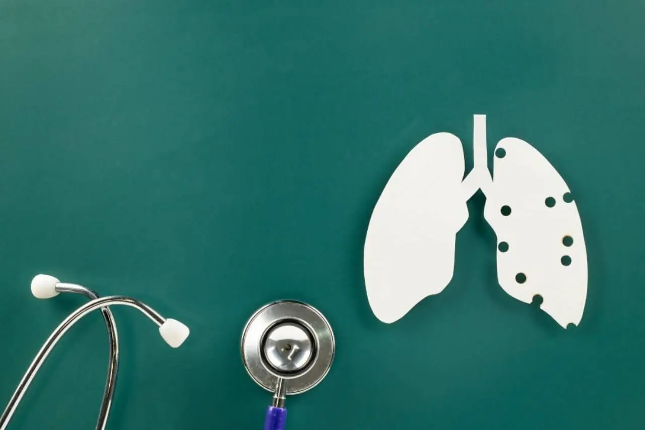 Símbolo de papel dos pulmões e do estetoscópio médico