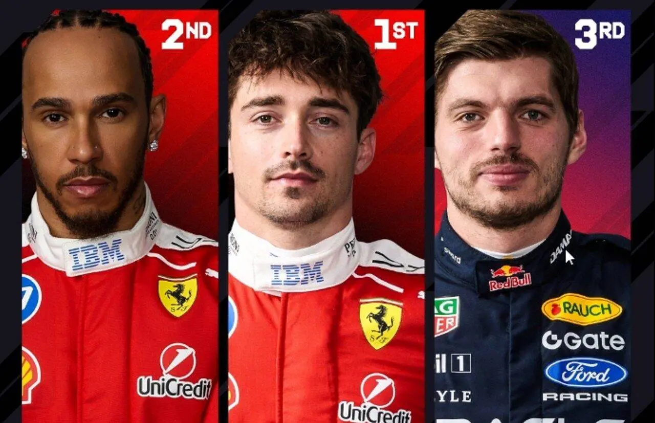 Hamilon, Leclerc e Verstappen - x.com/ F1