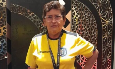 María del Jesús Pinargote ganhou um prêmio que permite viajar para todas as Copas do Mundo - Reprodução