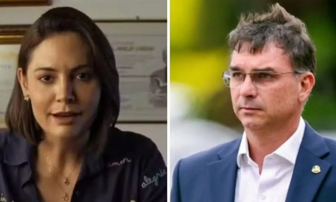 Michelle e Flávio Bolsonaro — Reprodução