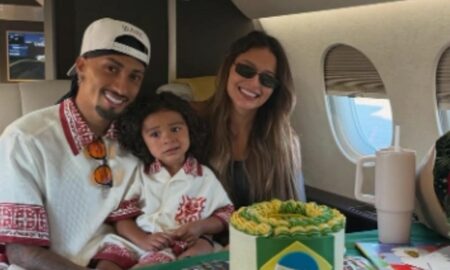 Raphinha , esposa e filho