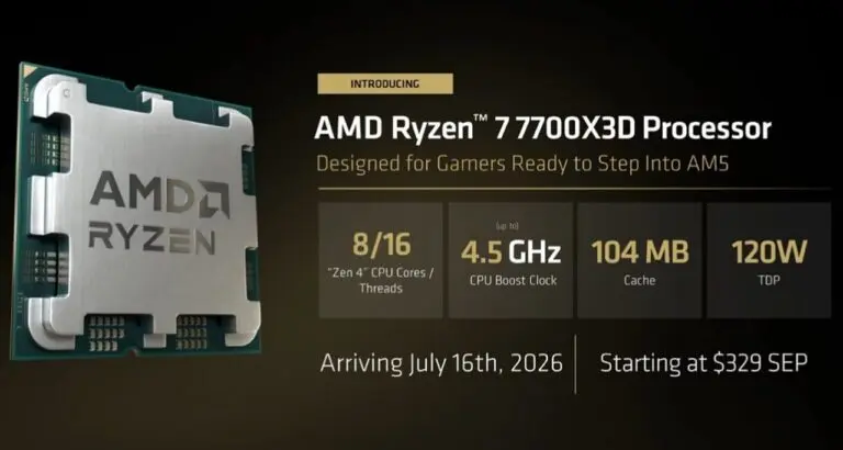 Ryzen 7 7700X3D - Divulgação/AMD