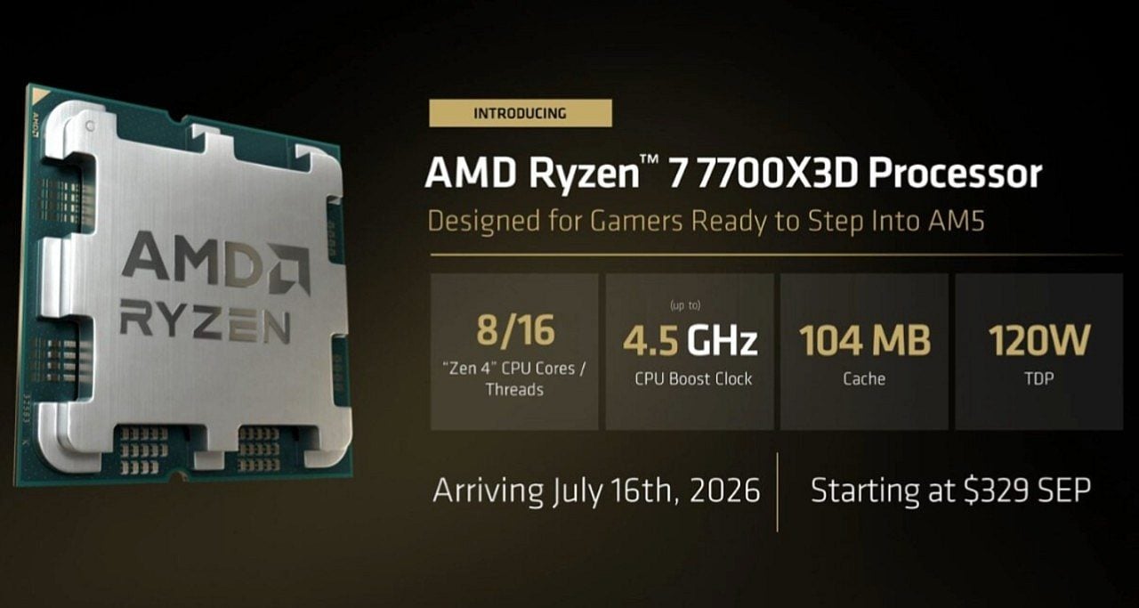 Ryzen 7 7700X3D - Divulgação/AMD