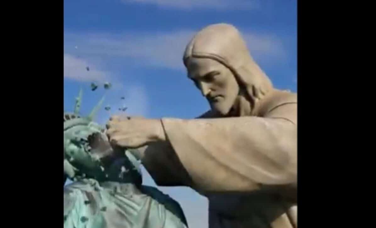 Video IA Cristo Redentor Estatua da Liberdade