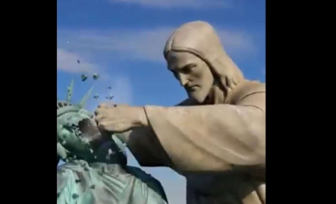 Video IA Cristo Redentor Estatua da Liberdade