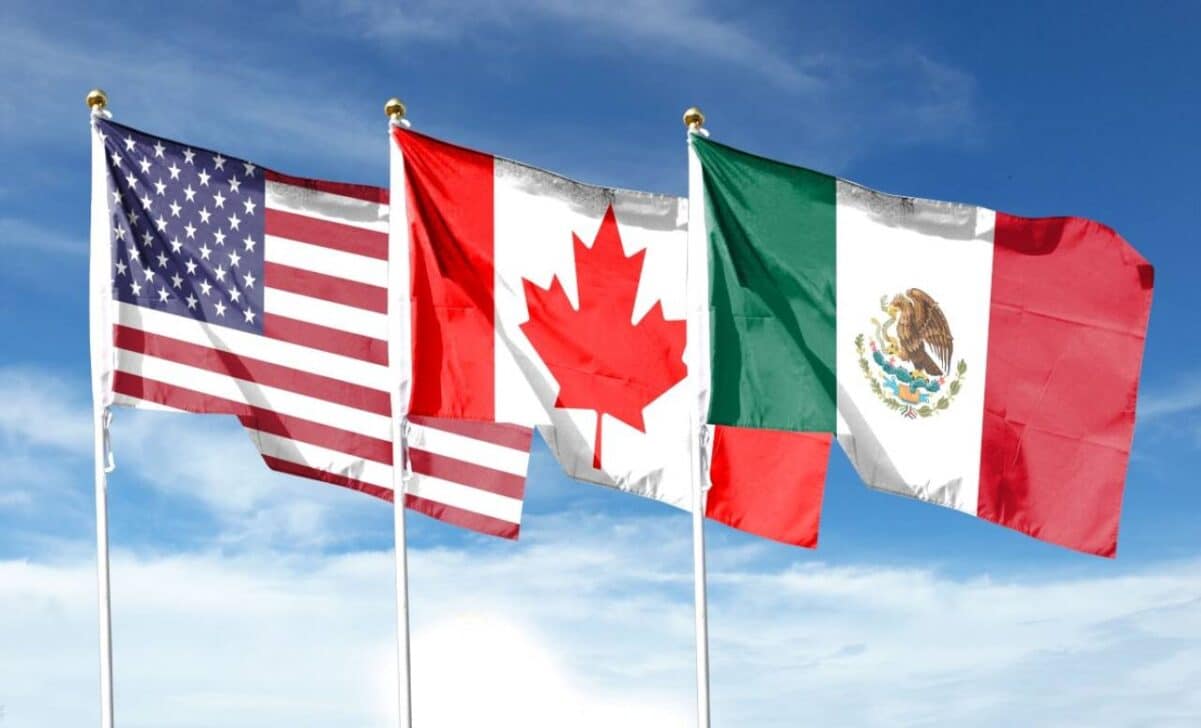 Bandeiras Estados Unidos, México, Canadá