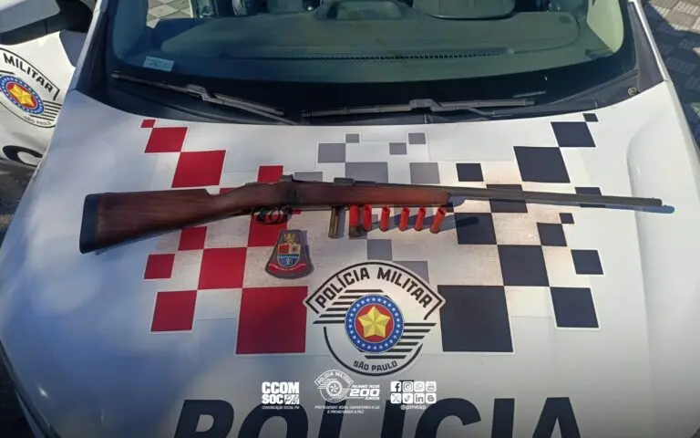 Polícia Militar apreende espingarda com numeração suprimida após denúncia de ameaça em Santa Branca