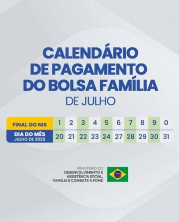 Calendário Bolsa Familia de julho 2026 - Reprodução/MDS