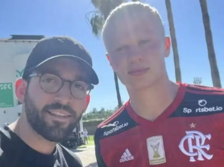 Haaland com camisa do Flamengo - Reprodução/X