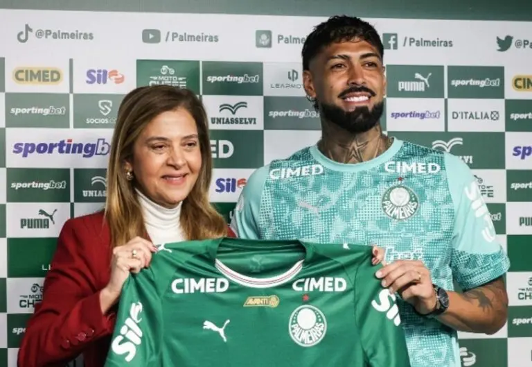 Leila Pereira e Alexander Barboza - X.com/ Palmeiras