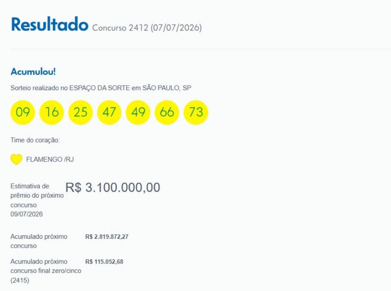 resultado de timemania 2412