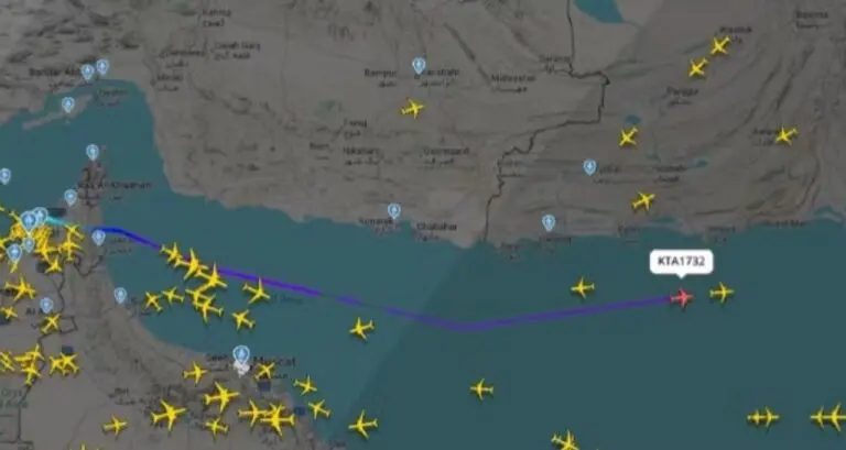 rota do voo KTA1732 - Flightradar / Reprodução