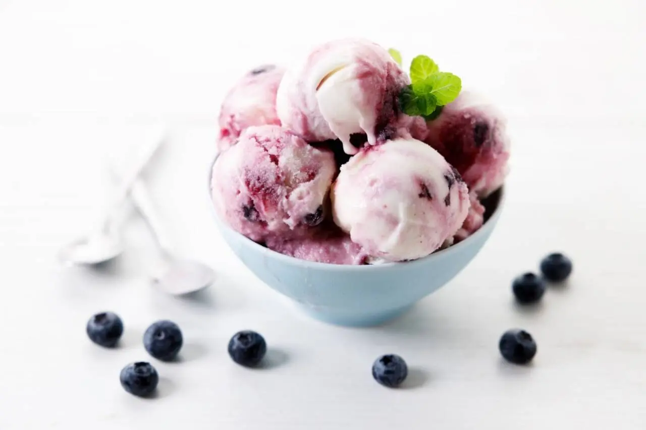 glace au yaourt et à la myrtille
