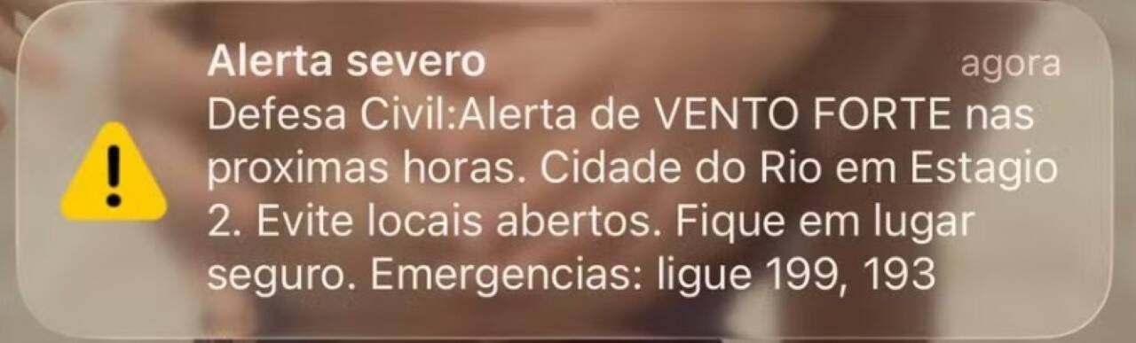 Defesa Civil emite alerta severo de ventos fortes no Rio