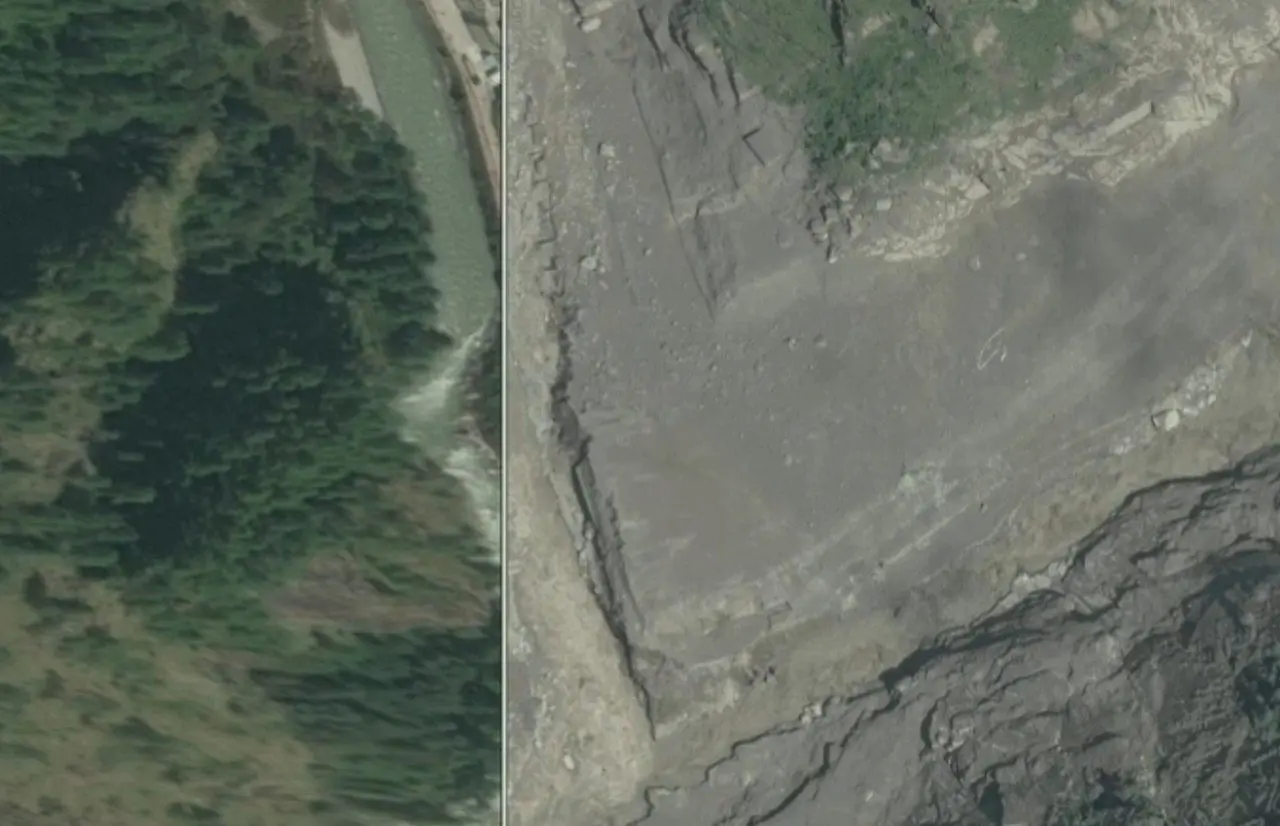Fronteira de Rasuwagadhi entre o Nepal e a China, após o colapso glacial - Reprodução