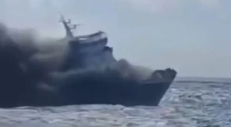 Incêndio em balsa na costa da Indonésia - Reprodução/ X