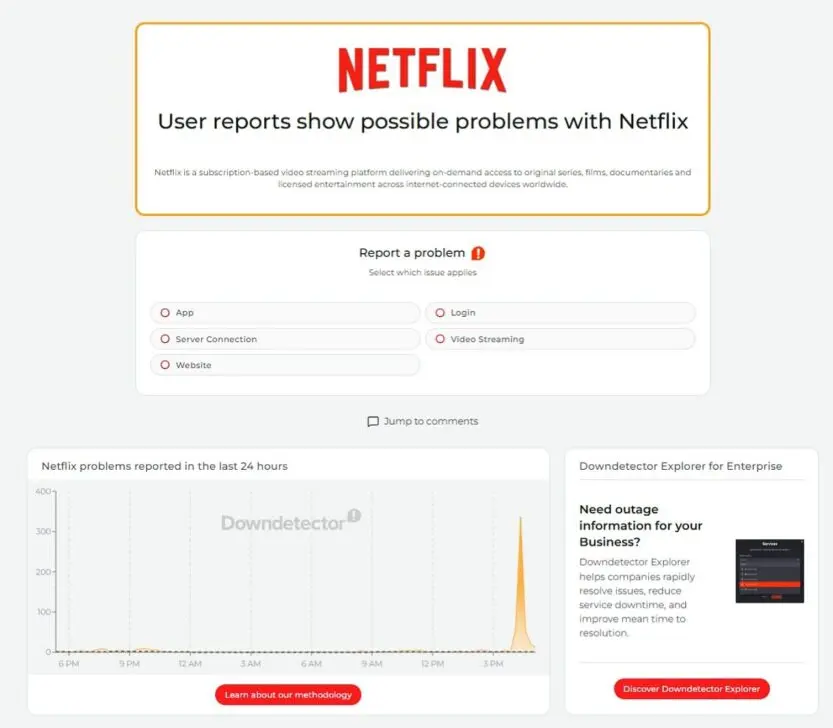 Netflix fora do ar - Internet