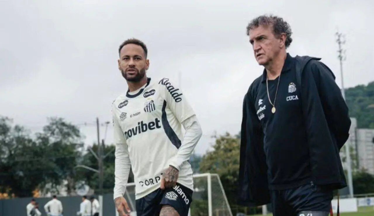 Neymar e Cuca - Raul Baretta/Santos