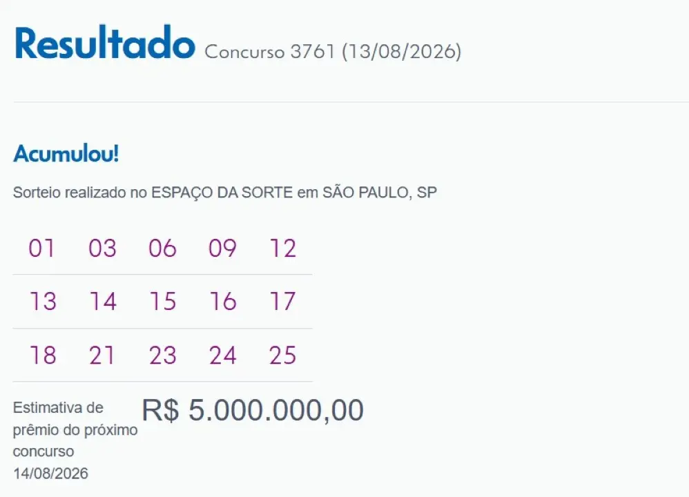 resultado lotofacil 3761