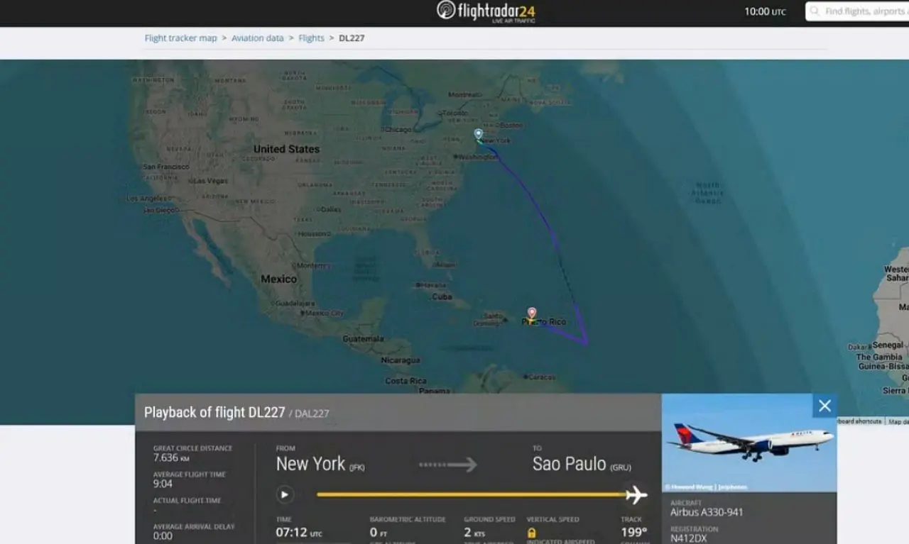 Voo da Delta - Divulgação Flightradar