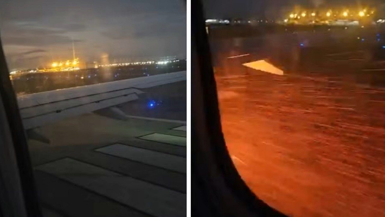 Avião pega fogo durante decolagem e Aeroporto de Goiânia - Internet