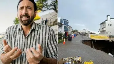 Buraco na casa do ator Nicolas Cage em Malibu, Estados Unidos — Divulgação @CityofMalibu