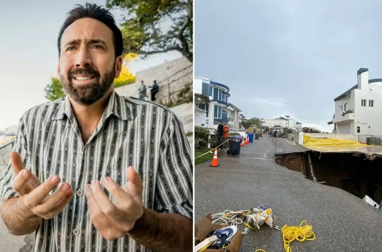 Buraco na casa do ator Nicolas Cage em Malibu, Estados Unidos — Divulgação @CityofMalibu