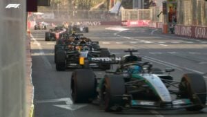 Chaos on the restart behind Russell - Divulgação F1