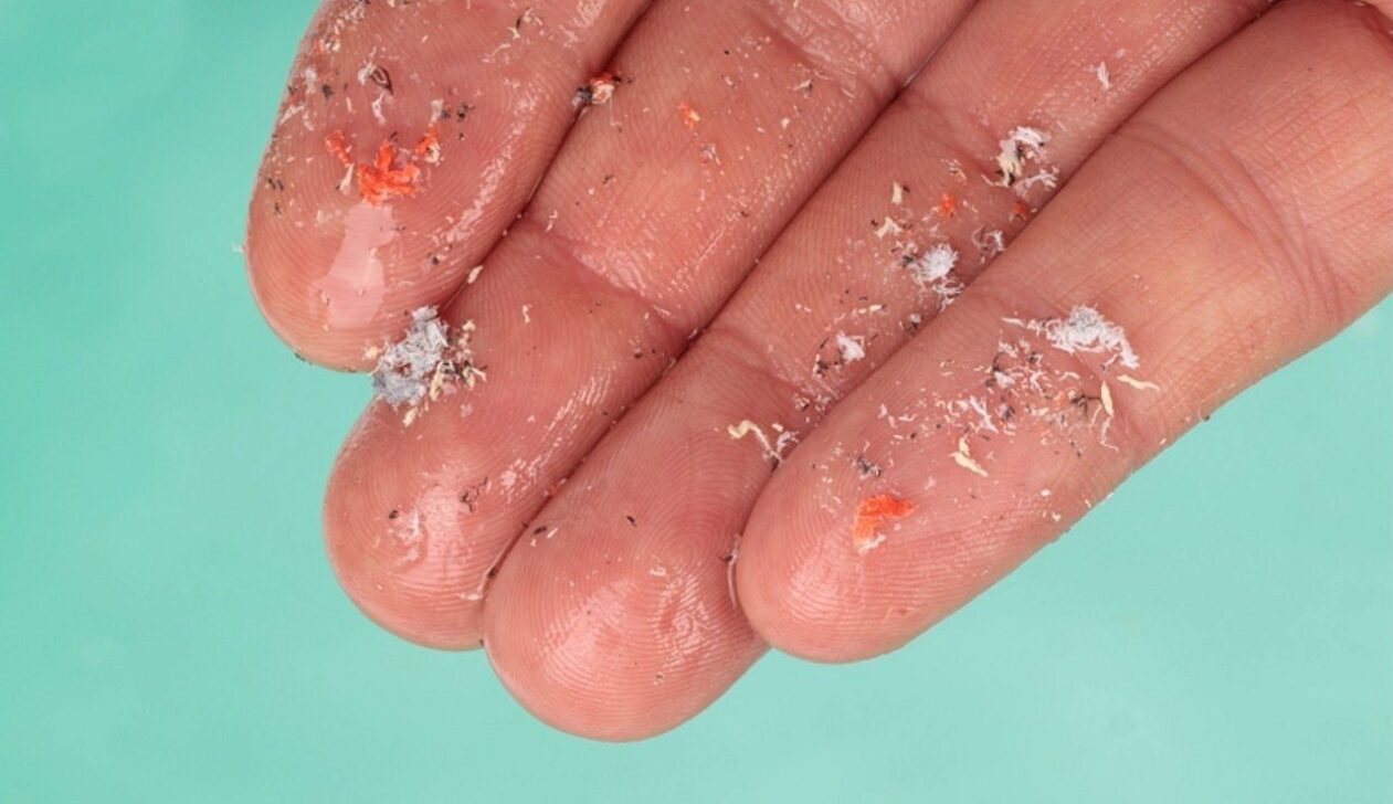 Close-up de microplásticos nas mãos de pessoas, conceito de poluiçãos - Wirestock Creators/Shutterstock.com