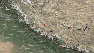 Epicentro de terremoto de magnitude 5.0 no Tibete - Reprodução/Google Maps