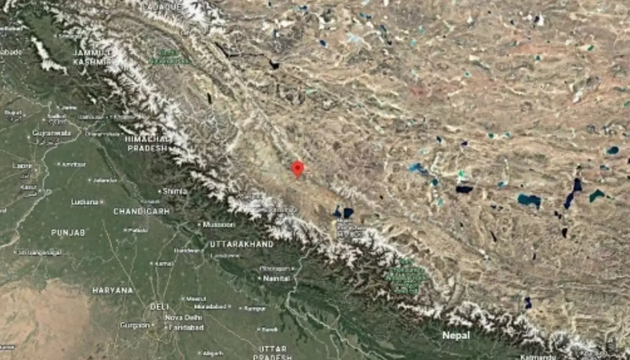 Epicentro de terremoto de magnitude 5.0 no Tibete - Reprodução/Google Maps