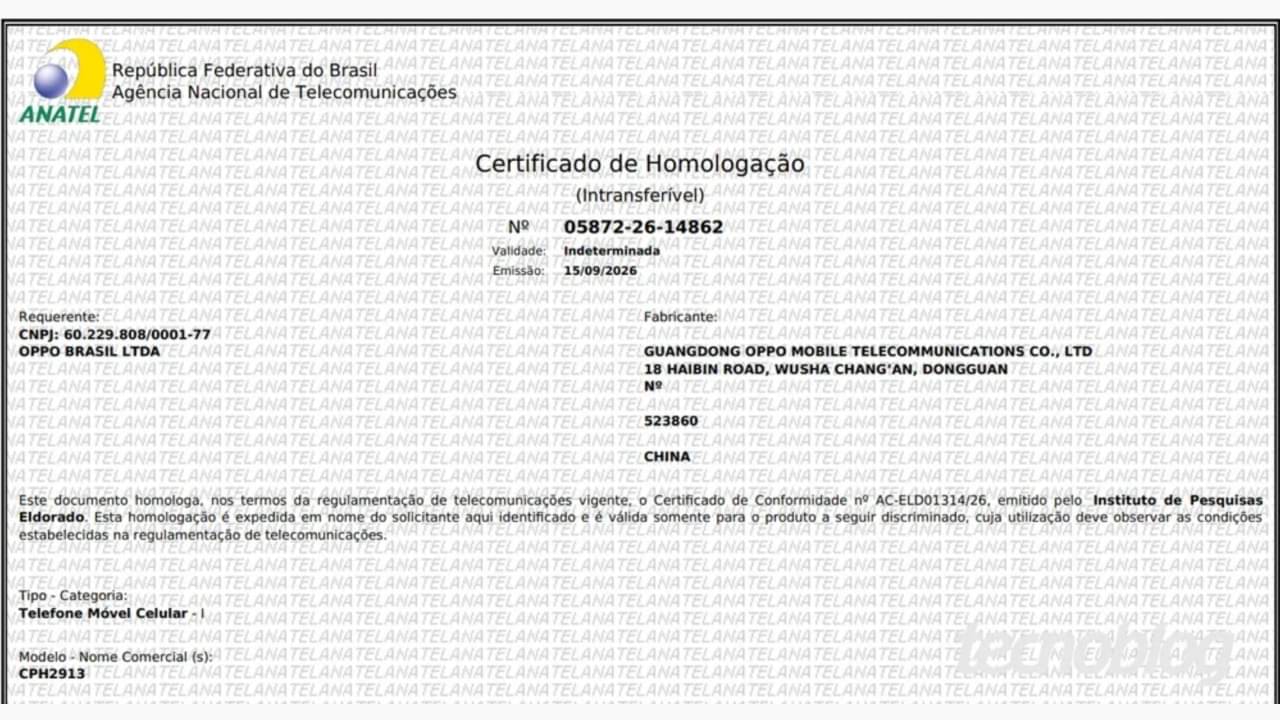 Homologação OPPO Find X10 Pro Max - Divulgação