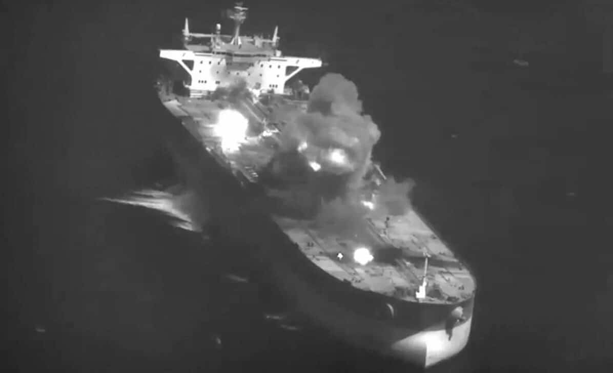 imagens dos ataques a petroleiros ligados ao Irã - X/U.S. Southern Command