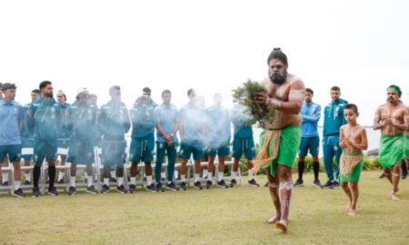 Jogadores da seleção brasileira são recebidos com cultura local em Townsville, na Austrália - Rafael Ribeiro / CBF