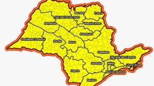 Mapa mostra o alerta da Defesa Civil para todo o estado - Reprodução/Defesa Civil