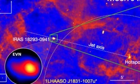 Astrônomos descobrem microblazar apontando para a Terra IRAS 18293−0941 - Reprodução/radiotelescópio MeerKAT